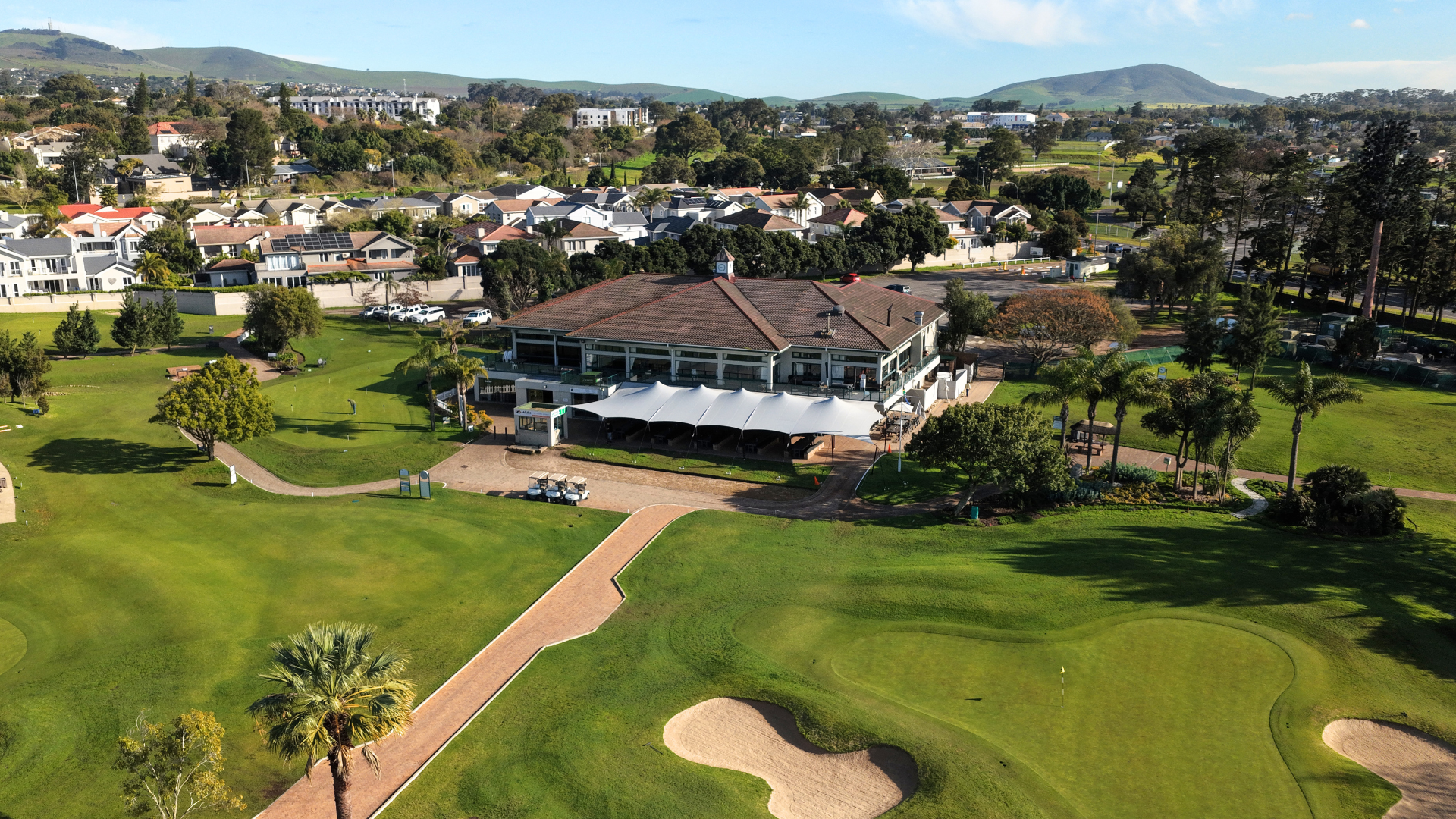 Scenic Aerial view of Durbanville Golf Club featuring the clubhouse and golf course in Durbanville, Cape Town